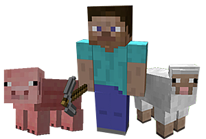 Soldan sağa: Bir domuz, Steve ve bir koyun